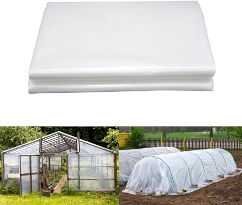 LINSOCLE 2m X 3m Polyethylenfolie Transparent Gewächshausfolie, Dick Reißfest Plastikfolie aus Polyethylen, Treibhaus Folie zur Abdeckung von Gemüsebeeten