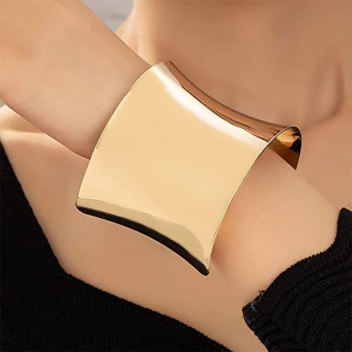 Zlatomu Breiter Armreif Für Frauen, Personalisierte, Unregelmäßige, Glänzende Breite, Offener Armreif, Verstellbare Mode-Punk-Armbänder, Schmuck, Mehrschichtiges, Stapelbares Armband Für Frauen, Gelb