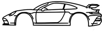 NORTH KAISER Sportwagen Wandkunst Metall | Automobil Silhouette Dekoration | Minimalistische Skulptur für Garage, Männerhöhle oder Schlafzimmer | Innen & Außen (35 x 10 CM)