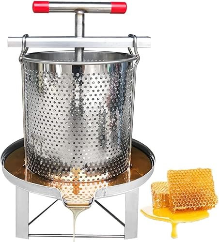 HACSYP Fruchtpresse Traubenpresse, Haushalts-Honigpresse-Extraktor, Edelstahl-Handpresse, Fruchtsaft-Weinpresse, Apfelwein-Saftherstellung, Bienenwachs-Extraktor