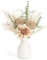 Mkono Small Artificial Flowers in Ceramic Vase 13.5 Inch Coffee Table Decor Silk Floral Arrangements for Home Decor Fake Flowers Bouquet for Bathroom Dining Room