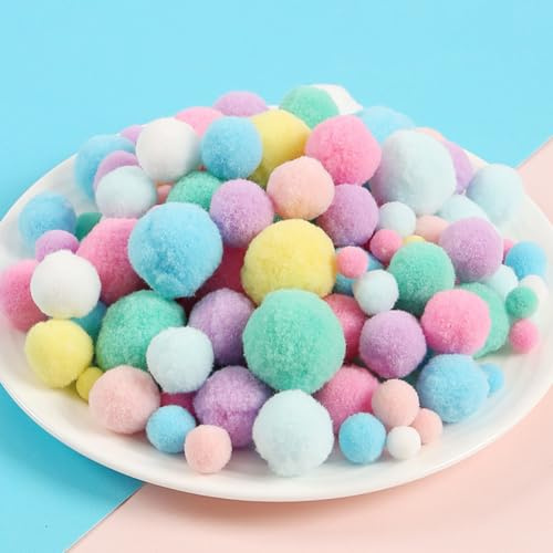 Whakano 1 Packung Pompons zum Basteln,Bunt Mini Pompons,Mini Pom Poms für Handwerk Herstellung,Bunte Pompons für Partydekor,Girlanden,Kleidung,DIY Kreativen Handwerk Dekor,130 Stück/Packung,Bunt
