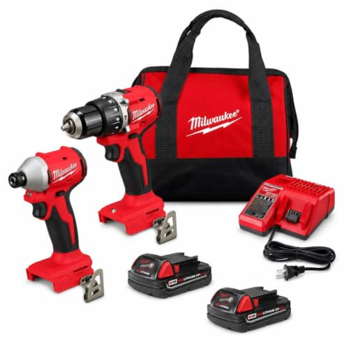 Milwaukee - Milwaukee 3610-22CT M18 18V Li-ion Brushless Compact Cordless Hammer Drill and Impact Driver Combo Kit (2 Tools) (New Generation), Red