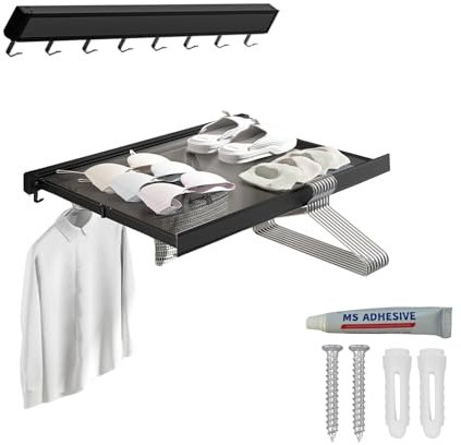 MAGIC SELECT Tendedero de Pared. Tendedero de Aluminio Plegable con Rejilla Secado Retráctil. Tendedero de Malla para Balcón, Terraza, Dormitorio. Ahorra Espacio en Interior y Exterior (60cm)