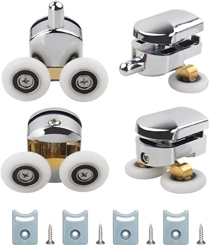 YUANQIAN 4 juegos de rodillos para puerta de ducha con doble puerta corredera, ruedas de 23 mm de diámetro para cristal de 4-6 mm (4 juegos de 23 mm)
