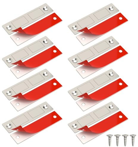 Magnete für Schranktüren,Jiayi 8 Stück Ultra Dünn Magnetschnapper Starke Türschließer für Schränke, Schublade Magnet Verschluss für Schränke Doppelte Magnete Schloss für Möbel Schrank Tür schließen