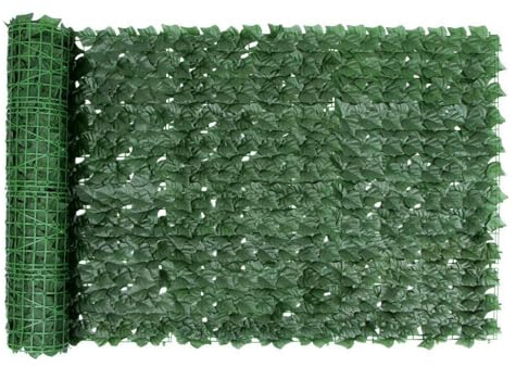 Artificial Ivy Fence Screen, 1 x 3 M Fence Screening Trellis with Artificial Leaves Privacy Trellis Roll for Balcony Outdoor Garden Wall Mat Decoration, Green (2 Pack)