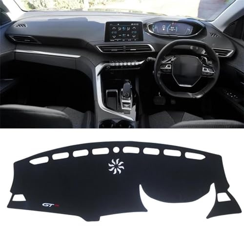 Car Dash Cover Mat For Peugeot 3008 5008 GT For Hybrid 2016 2017 2018 2019 2020 2021 2022 2023 Car Dashboard Mat Sun Shade Cover Pad Accessories Sun Protection Dash Cover (Color : RHD Black side)