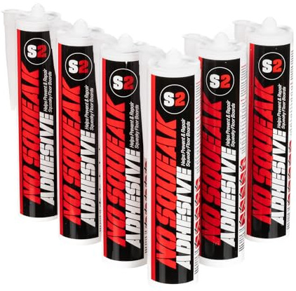 S2 No Squeak Floorboard Adhesive 290ml Grey, 6 Tubes | Hybrid adhesive that prevents and repairs squeaky floorboards with a strong, flexible permanent bond.