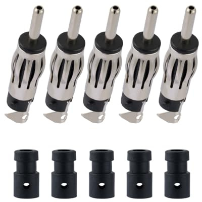 Vecys 5 x Autoradio-Stecker, DIN-Stecker, FM AM, Universal-Autoantenne, DIN-Stecker, Kupferstecker für Verlängerungs-Koaxialkabel, RG58