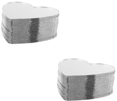 LALADEFIEE 60 STK herzförmige Linsen runder Kosmetikspiegel Herz- Spiegelfliese aus Acryl DIY Vanity Mirror schminkspiegel spiegelfolie Herzspiegel selber Machen Spiegelfliesen Glas Weiß