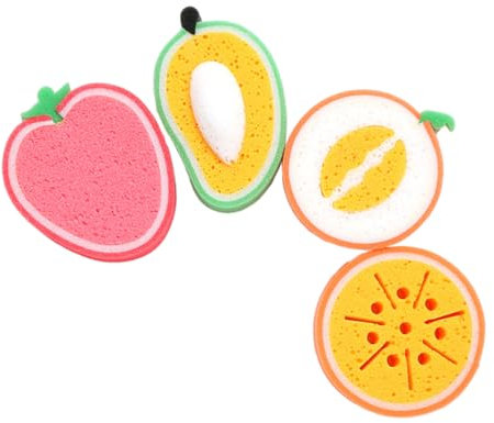 minkissy Fruit Shape Dish Sponges 4 Pack Dishwashing Sponges Kitchen Cleaning Sponges Dish Cleaning Sponge Set