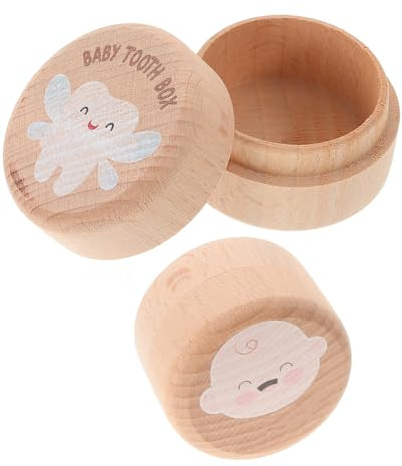 Alipis Babyzahnbox 2 Stück Runde Erinnerungsboxen zur Aufbewahrung von Milchzähnen Feine Handarbeit Geeignet für Babyshower und Kinder zum Sammeln und Organisieren der Zähne