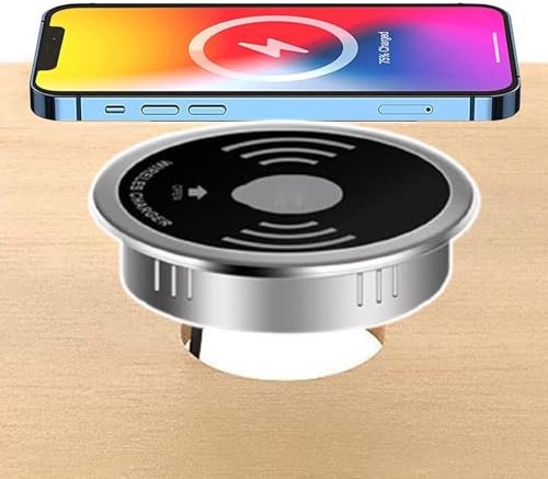 lealovengzh 15w Wireless Charger Desktop Furniture,Embedded Fast Wireless Charger Fast Charging,Portable Built In Desktop Silver&Black For Smartphone-Tabletop Hole 60mm/Waterproof,Black