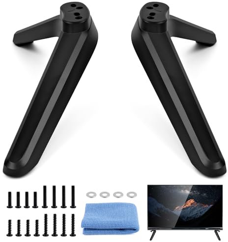 MINISOISO Supporto TV Universale da Tavolo, Supporto Piedistallo TV per Schermi LCD LED da 32/40/49/50/55 pollici, Piedini TV Universali, Supporto da Tavolo con Viti, Nero