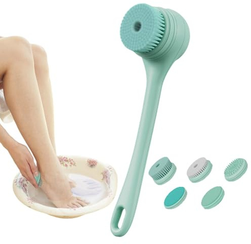Spazzola elettrica per il corpo, spazzola elettrica da bagno | Spazzole da bagno e corpo di ricarica USB - Spazzola elettrica Grande spazzola per la schiena a batteria 5 testine per bagno viso, piedi