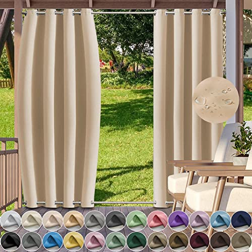 Outdoor-Vorhänge für Pavillon, Garten, Balkon, Terrasse, wasserdicht, winddicht, Verdunkelungsvorhang, doppelte Ösen, oben und unten, 119,9 x 259,1 cm, Farbe 4