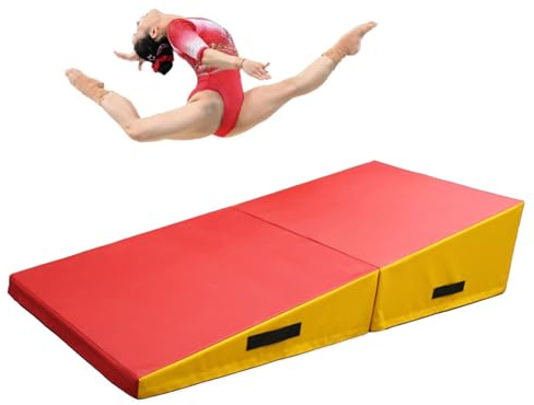 HTRY Gymnastik-schrägmatte, Zusammenklappbare Schräg-Tumbling-matten Für Gymnastiktraining, Kampfsport, Tanz-Yoga-Stretching-Training – Einfach Zu Tragen Und Aufzubewahren(Size:180×90×40cm)