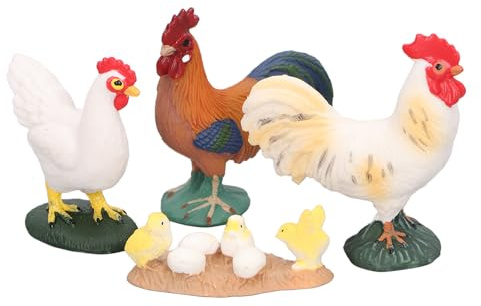 TOPINCN 4 Pezzi Figurine di Animali Carini della Fattoria, Figurine di Pollo Simulato della Fattoria Set Gallo Gallina Pulcini Decorazione Animali da Fattoria Modello di Pollo Giardino