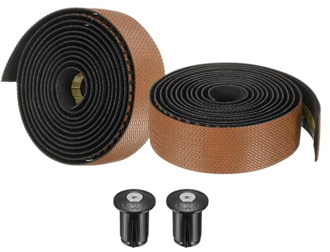 PATIKIL Lenkerband aus PU/EVA, 1 Paar weiches Lenkerband, Einheitsgröße, mit Endkappen und Kleberückseite für Rennräder und Falträder, Braun