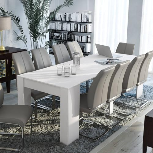 Dmora - Consolle allungabile Maclodio, trasformabile in Tavolo da Pranzo, salvaspazio ed Estensibile Fino a 237 cm, 90-237x76,6x90 cm, Effetto Legno Bianco
