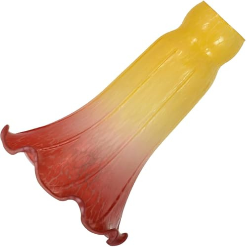 Bieye Abat-jour en verre soufflé en forme de fleur de lys (Lumière jaune rouge, Intérieur 32 mm * extérieur 38,1 mm)