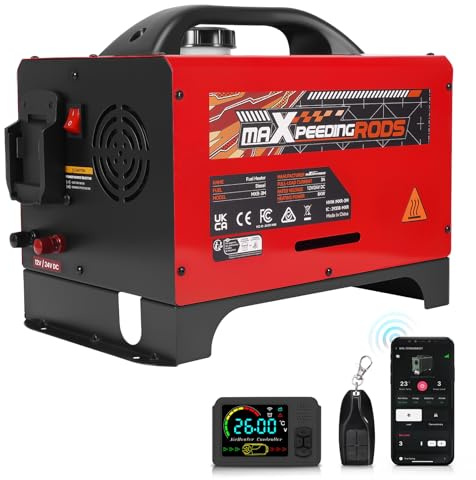 maXpeedingrods 12V/24V 8KW Tragbare Dieselheizung, Bluetooth-App-Fernbedienung, mit Werkzeugbatterie für Schnellstart in PKW, LKW, Boot und Yacht