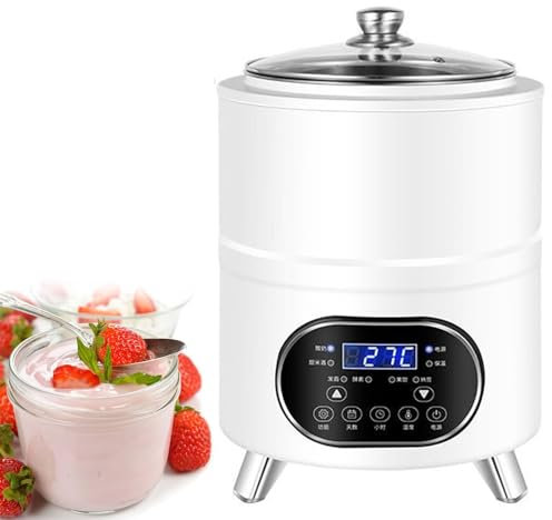 GXGSDM Yogurtera de 8/12 L, con Control de Temperatura, Tapa Interior de Acero Inoxidable 304, fermentación a Temperatura Constante de 360°, Gran Capacidad for Disfrutar en Familia.(White,12L)