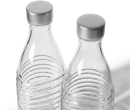 Nordiqo Edelstahl-Deckel für SodaStream Crystal Glaskaraffe 700 ml | 2er-Pack, Plastikfrei - Edelstahl & Silikon-Dichtung - Passend NICHT für 1L Duo/Terra/Plastikflasche - OHNE Flaschen