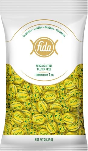 Gocce Limoni di Sicilia Caramelle Ripiene con Succo di Limone Senza Glutine (Gluten Free) per fida 1kg