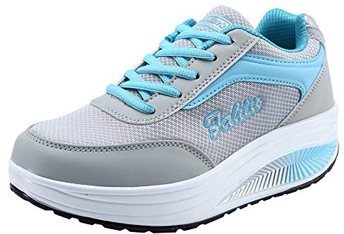 Womens Rocker Bottom Shoes Wide Fit Platform Trainers For Women Lace Up Casual Sneakers For Plantar Fasciitis Shoes With Heightening Soft Sole Summer Breathable Mesh Footwear Walking Shoe