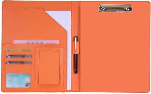 WEKONUMEX A4 Padfolio Portfolio Binder, A4 Leather Business Portfolio Binder Multicolor 24x35x3cm(Orange)