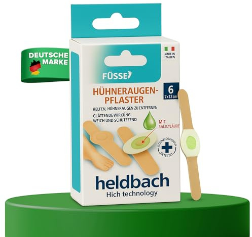 Heldbach® Hühneraugenpflaster – Sanfte Fußpflege gegen Hühneraugen & Druckstellen, 6 Stück, hautfreundlich & selbstklebend, ideal auch als Hühneraugen-Entferner