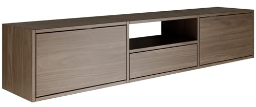 Selsey TV Lowboard - Colour Wisconsin Walnut Modern TV Chest of Drawers 150 x 30 x 30 cm (W x D x H) TV Base Cabinet for Living Room Cabinet with Flaps Push to Open Lowboard Hanging TV Cabinet Wall