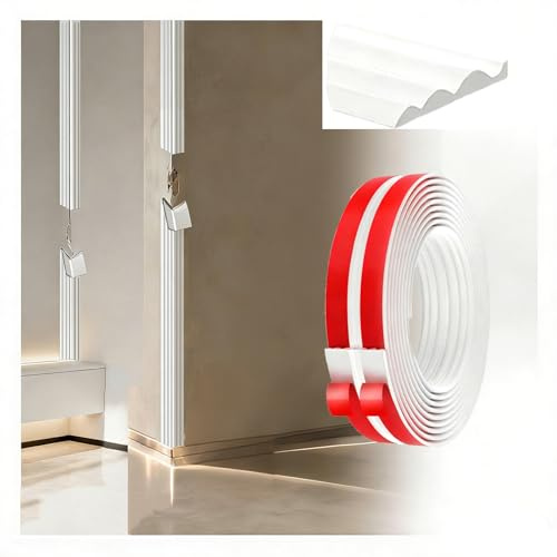 Plinthe souple auto-adhésive pour portes, fenêtres, murs, cuisine, carrelage, rouleau étanche - Facile à découper - Idéal pour les bricoleurs (blanc, 6,1 m à 4 cm)