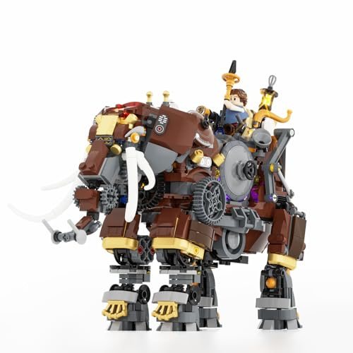 Lumibricks Steampunk Mechanischer Elefant LED-Bauset – Bewegliche & Abnehmbare Struktur, Sammelbares Fantasiewesen Modell für Erwachsene & Jugendliche, Geschenkidee ab 16+