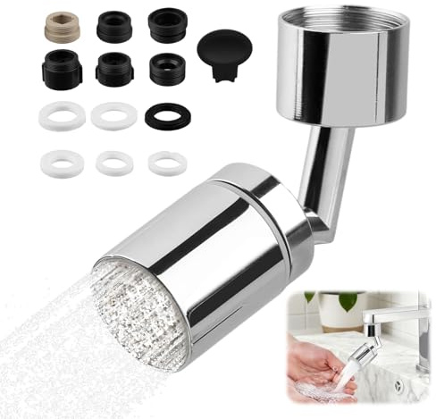 Aireador Grifo Cocina Giratorio 720°, Adaptador Grifo Cocina con 2 Modos, Extension Difusor Atomizador Fregadero, Universal Extensor Grifo Cocina Lavabo para Baño y Machos Roscados M20 M22 M24