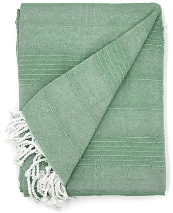 Cardenal Textil - Foulard Multiusos Peñíscola, Plaid para Cama, Manta para Cama, Cubre Sofá, Verde, 130 x 180 cm