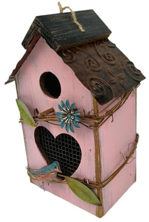 drburpily Casa de pájaros de para Madera Resistente, Refugio para pájaros con un Toque rústico, novedosa casa Decorativa Colgante para Exteriores, Refugio para Madera, decoración Patio.