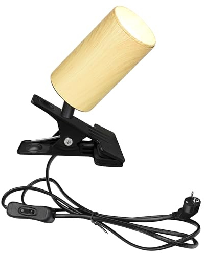 FSLiving Industrial Klemmleuchte mit 1,8 Schalterkabel, Einstellbar Clip auf Schreibtisch Leselampe, Clamp Nachttischlampe mit Flexarm für Schreibtisch Nachttisch Regal-BD3029-CL-6000K-L