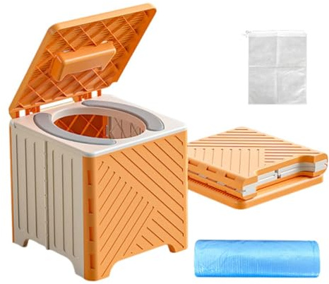 znainnoth Campingtoalett – vikbar facktank – resetoalett med 70 kg lastkapacitet och PVC- | för kvinnor män seniorer husbil resa sjukhus bilresa vandring