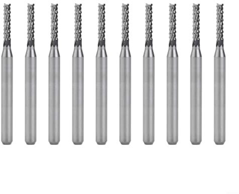 10 Stück Hartmetall Fräser 2mm Schaftfräser für CNC Gravur und PCB, 1/8 Zoll Schaftdurchmesser, hochpräzise Standmill Bits für Metall Holz Kunststoff mit langer