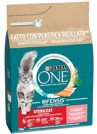 Purina ONE Bifensis Crocchette Gatto Sterilizzato Salmone, Sacco da 2,8kg