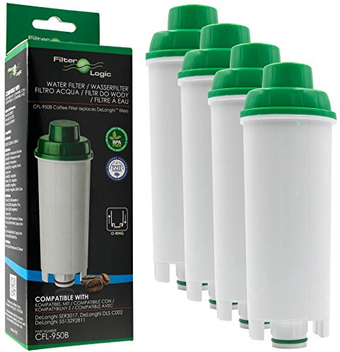 FilterLogic CFL-950B | 4x Wasserfilter für DeLonghi DLS-C002 Vollautomaten | Ersetzt DLS C002 Filterkartusche für Magnifica, Rivelia, Eletta, Primadonna, Maestosa, Dinamica, Autentica Kaffeevollautomat