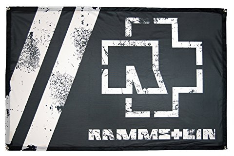 Rammstein Fahne Weiße Balken Schwarz, Offizielles Band Merchandise Flagge, 150 x 100 cm, 100% Polytex