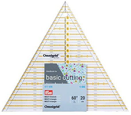 Prym 611656 Patchwork Dreieck 60 Grad Multi 20 cm Omnigrid Lineal, Kunststoff, transparent
