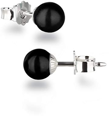 Schöner-SD Damen Ohrstecker 925 Silber mit runden Perlen Kugeln 6mm