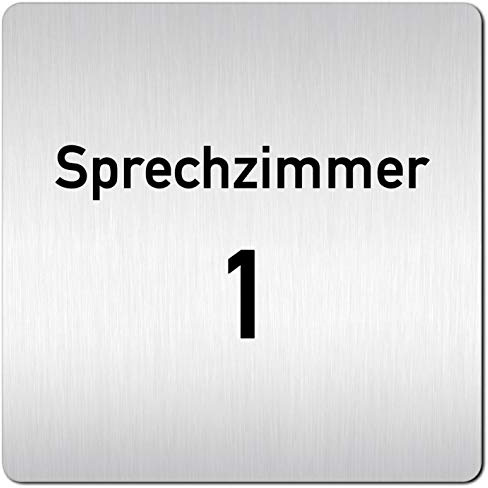 Türschilder24 XXL Schild - Türschild (B) • 125 x 125 mm • Sprechzimmer 1 • 1,5 mm Aluminium Vollmaterial • 100% Made in Germany