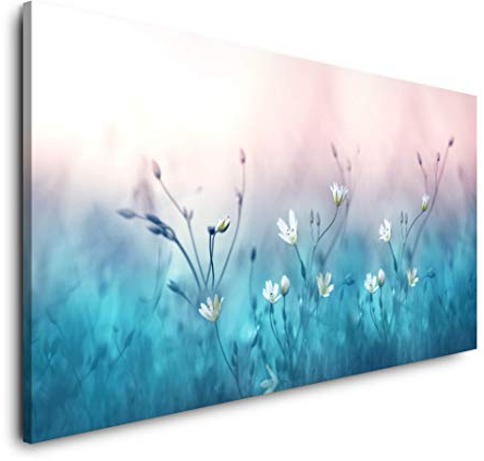 kleine Blumen 120x 60cm Panorama Leinwand Bild XXL Format Wandbilder Wohnzimmer Wohnung Deko Kunstdrucke