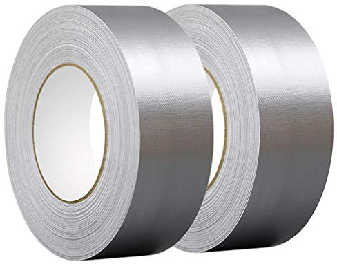 YTBUBOR Silver Duct Tape, 2 Rolls 50mm x 50m Heavy Duty Duct Tape, Waterproof Adhesive Gaffa Tape Indoor Outdoor Use for Repairing Sealing Fixing and Projects Wrapping